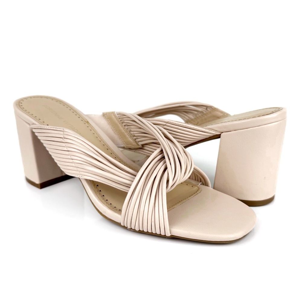 Adrienne Vittadini Women's Annalee Strappy Dress Sandals Cream Size 9.5